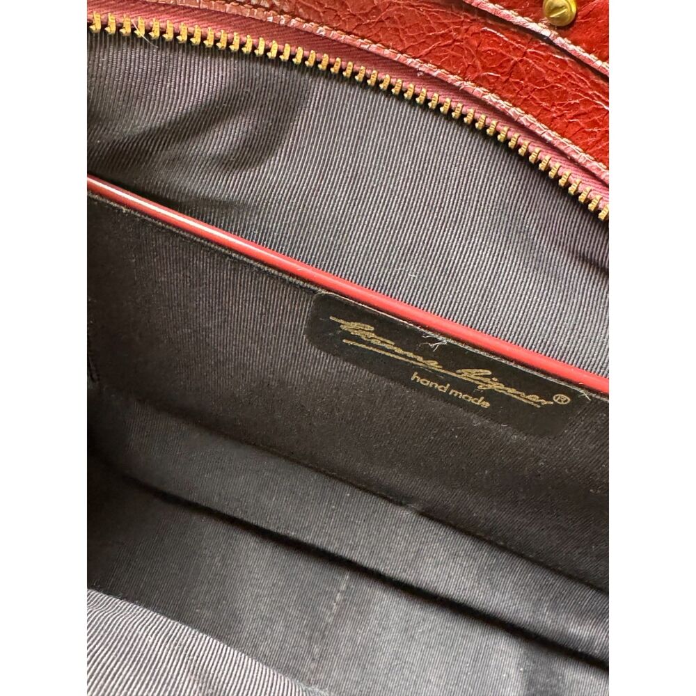 Etienne Aigner Oxblood Leather Lion Head Satchel Bag Vintage 60s 70s Avant Garde - Picture 11 of 14